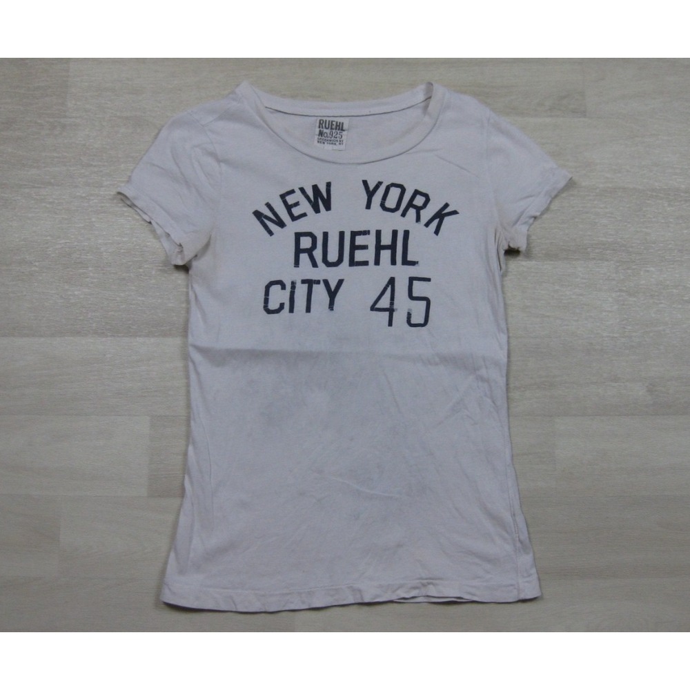 Vintage Y2K Ruehl 925 Babydoll T-Shirt Women's (L) New York DISTRESSED Grunge